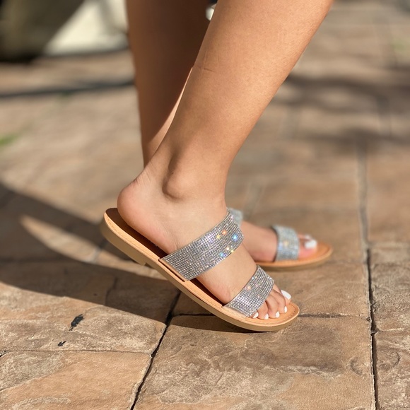 Double strap Clear Rhinstone Sandal - Picture 8 of 8